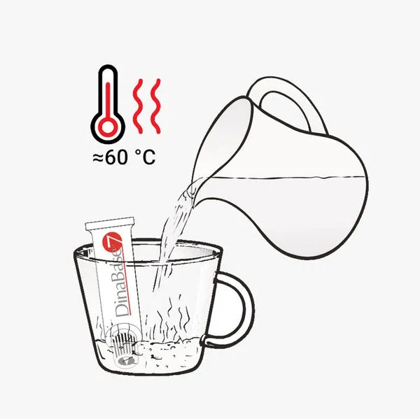 DinaBase7 in heet water verwarmen